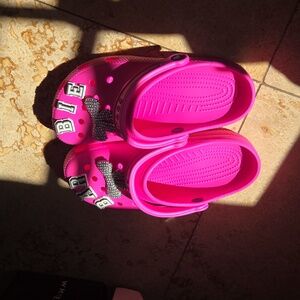 Pink Crocs with Glitter Charms